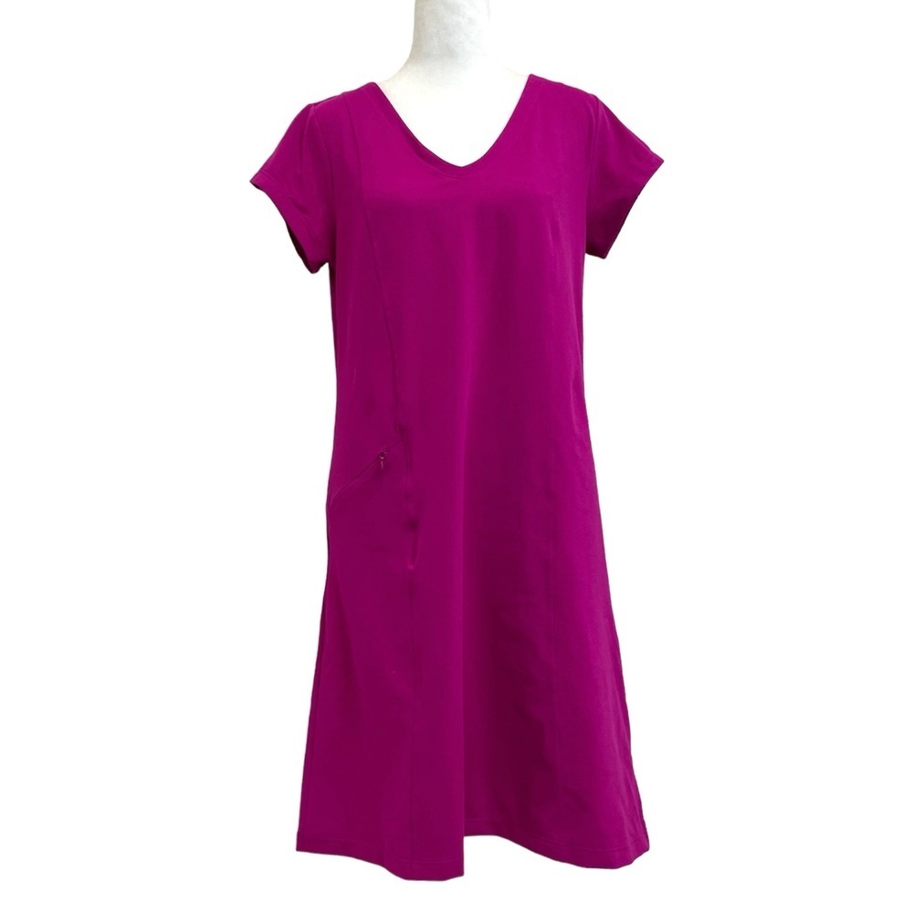 Toad&Co Fuchsia Pink Tech Tomboy Cap Sleeve Stretch Dress